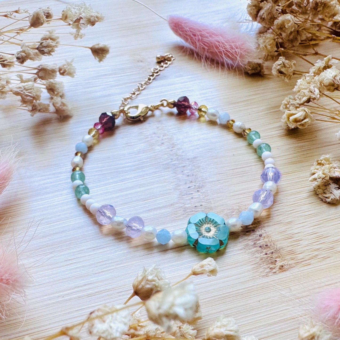 Beaded Bracelets for Women, Pearl Bracelet, Flower Bracelet, Fairycore Bracelet, Mothers Day Gift from Son, Coquette Gifts, Kawaii Gifts
