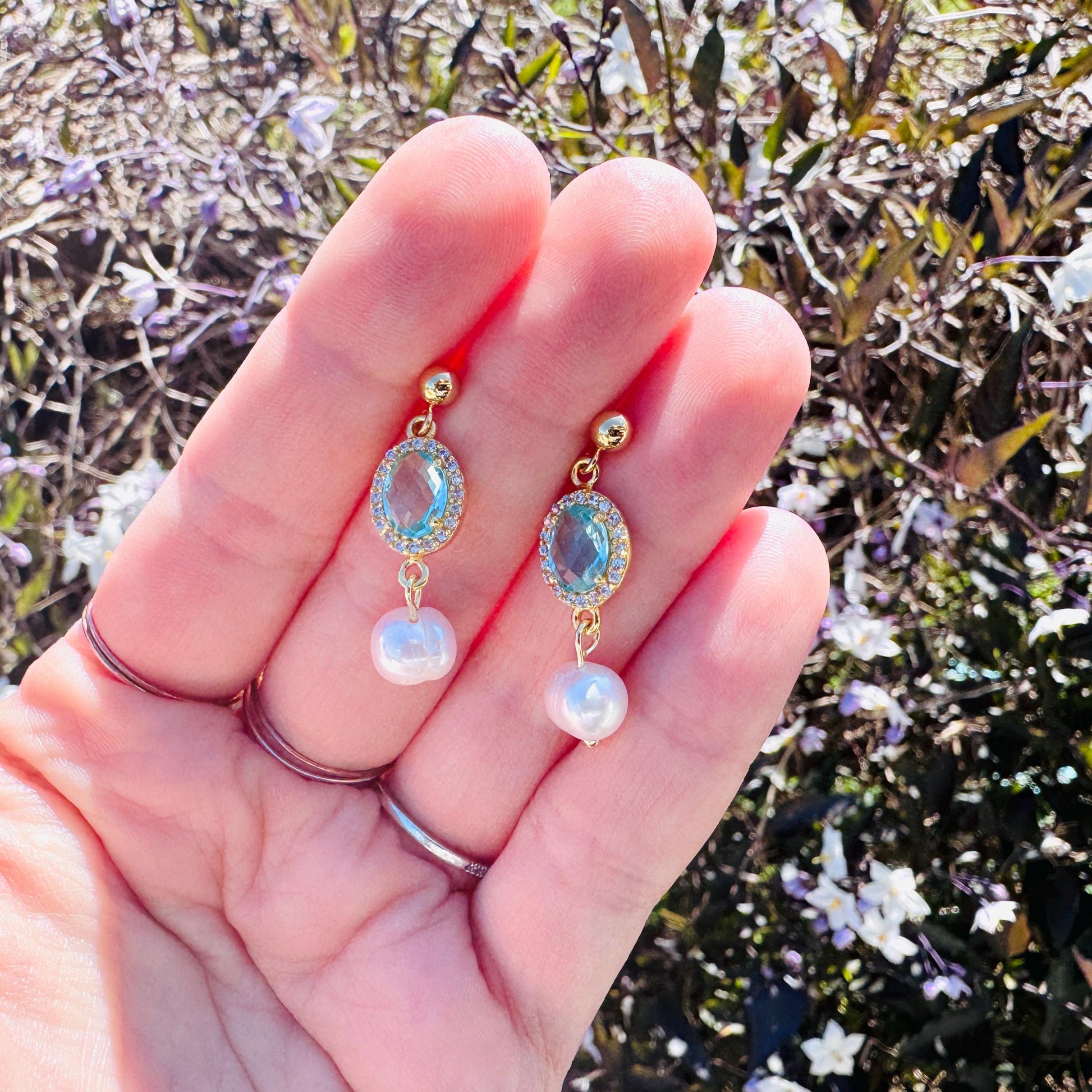 Topaz Earrings Dangle, Freshwater Pearl Studs Small, Wedding Jewelry, January Earrings, Gemstone Earrings, Boho Chic