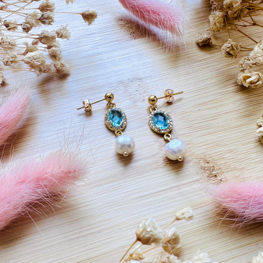 Topaz Earrings Dangle, Freshwater Pearl Studs Small, Wedding Jewelry, January Earrings, Gemstone Earrings, Boho Chic