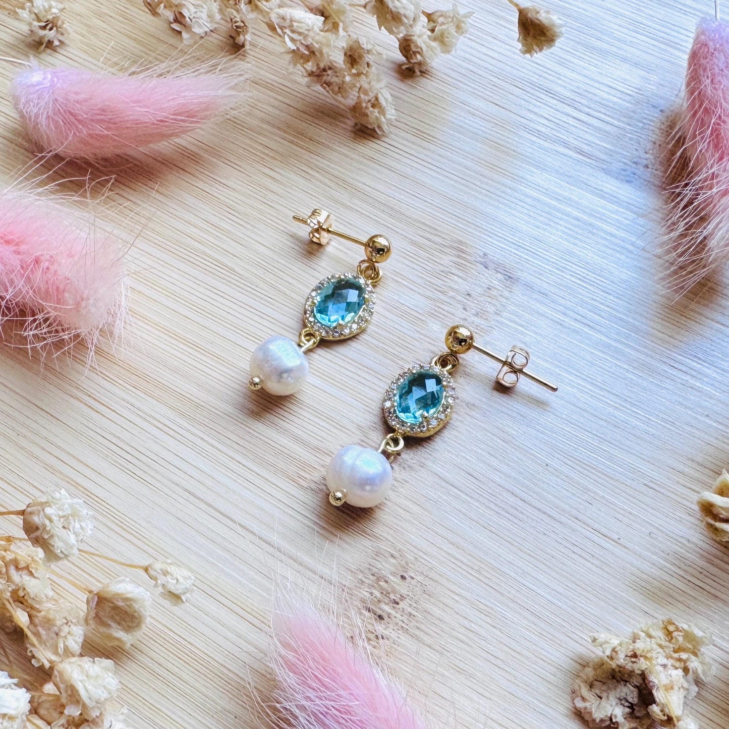 Topaz Earrings Dangle, Freshwater Pearl Studs Small, Wedding Jewelry, January Earrings, Gemstone Earrings, Boho Chic