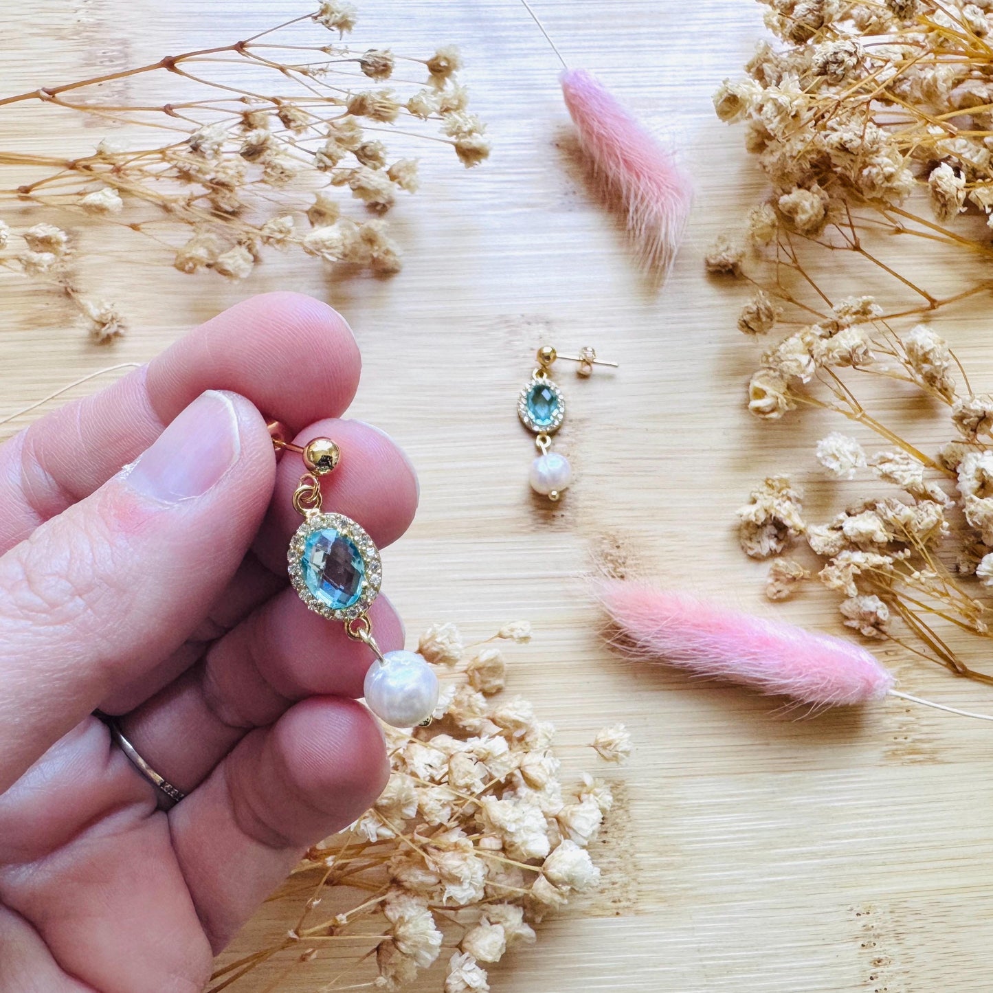 Topaz Earrings Dangle, Freshwater Pearl Studs Small, Wedding Jewelry, January Earrings, Gemstone Earrings, Boho Chic