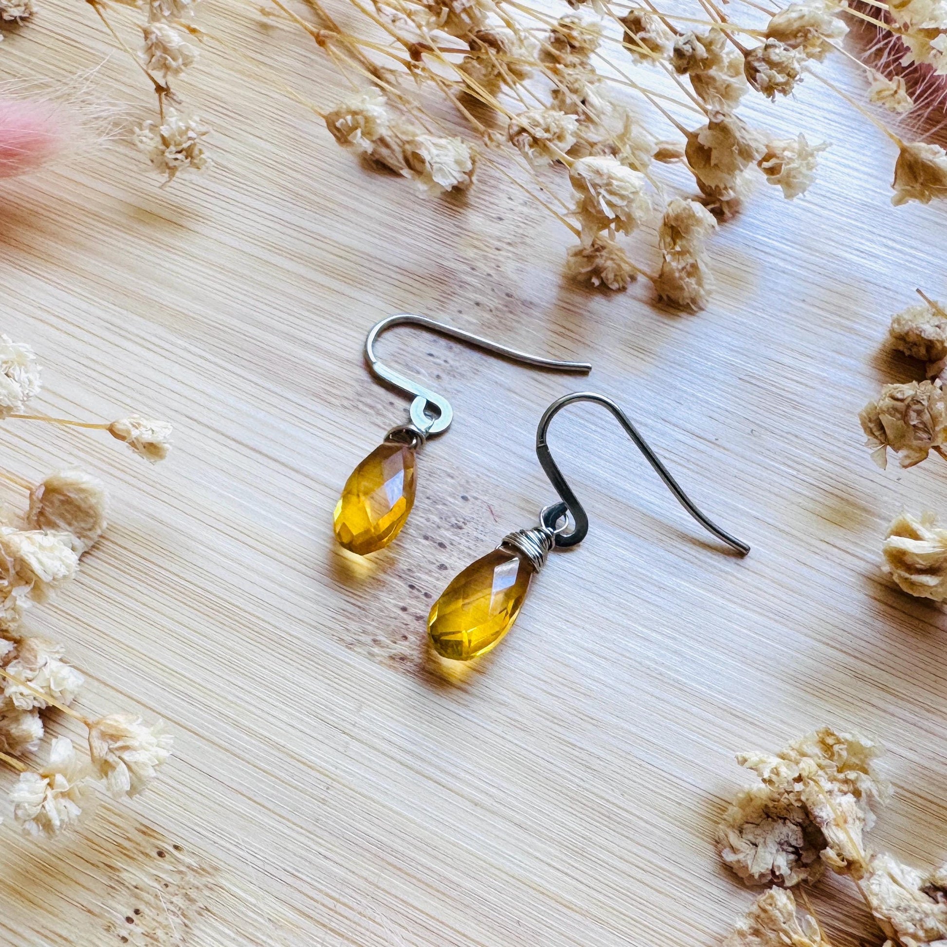 Citrine Earrings Dangle, Silver Jewelry, Springtime Earrings, Western Natural Hippie Boho Festival, Mothers Day Gift From Son, Yellow