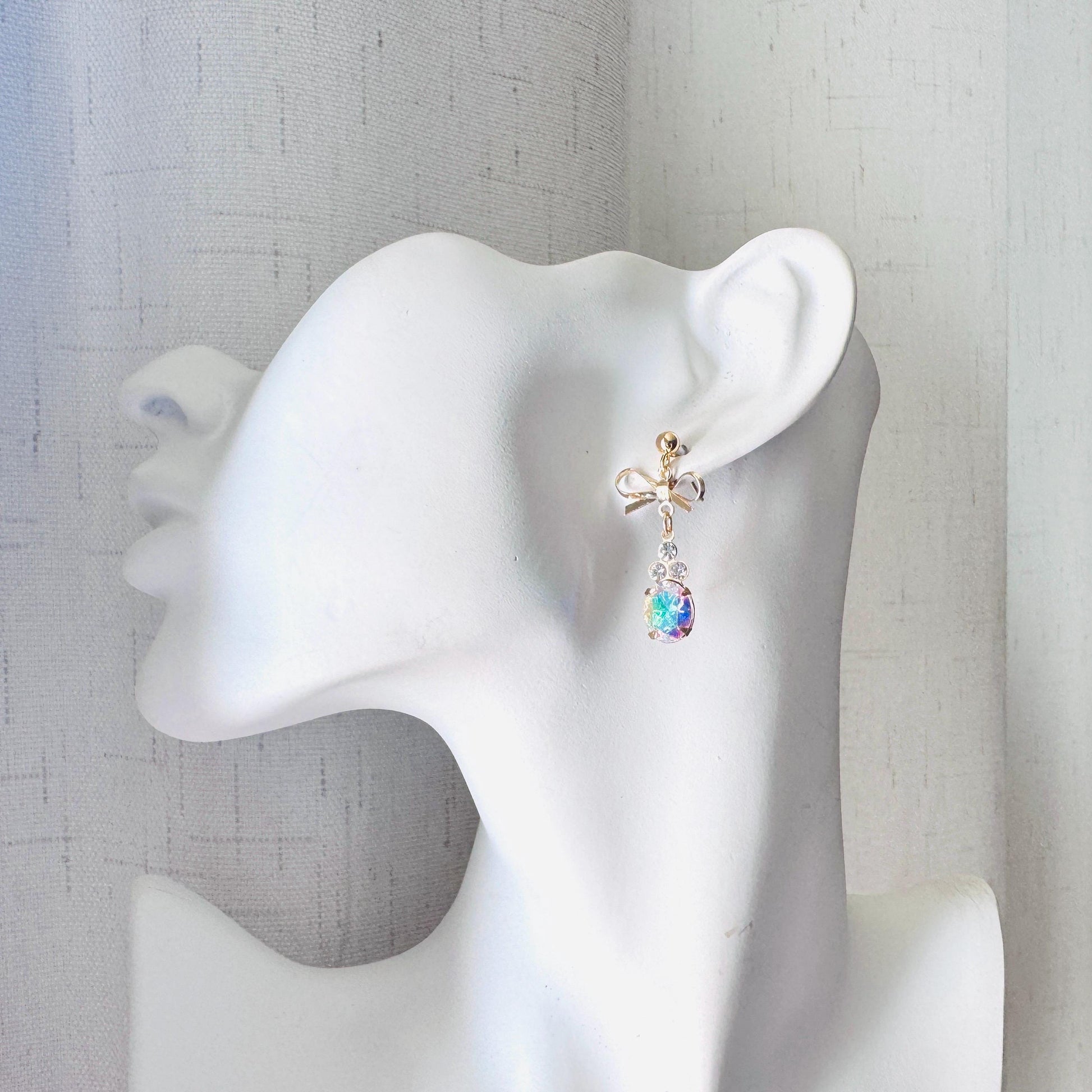 Bow Earrings, Stud Earrings Gold, Swarovski Crystal Earrings, Vintage Style Earrings, Wedding Jewelry, Mothers Day Gift From Son, Boho Chic