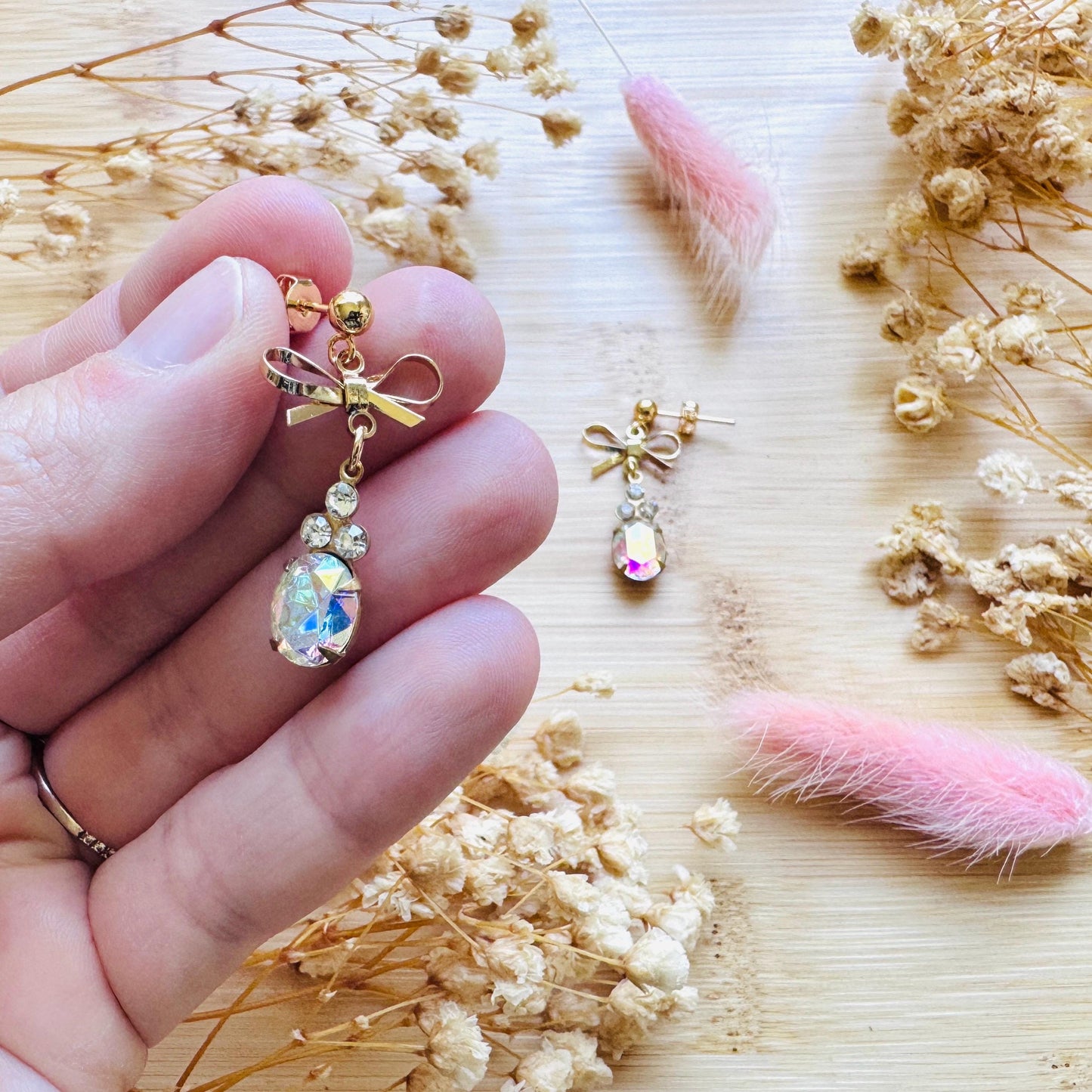Bow Earrings, Stud Earrings Gold, Swarovski Crystal Earrings, Vintage Style Earrings, Wedding Jewelry, Mothers Day Gift From Son, Boho Chic