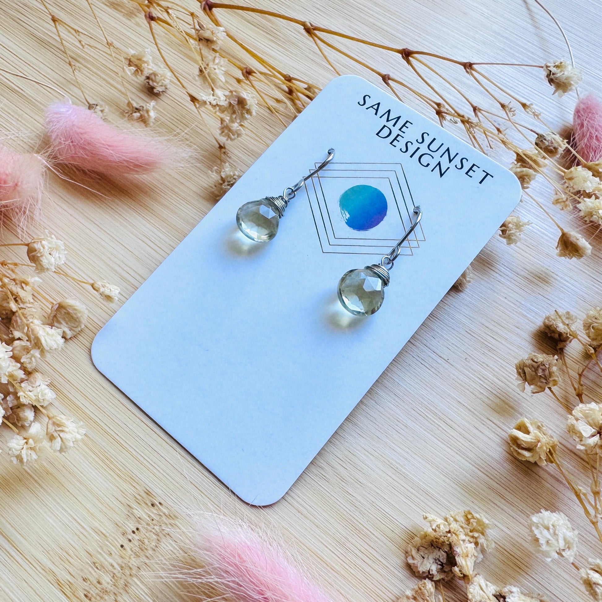 Green Amethyst Earrings, Earrings Dangle Boho, Minimalistic Witchy Jewelry, Natural Gemstone Jewelry, Mothers Day Gift From Son, Silver
