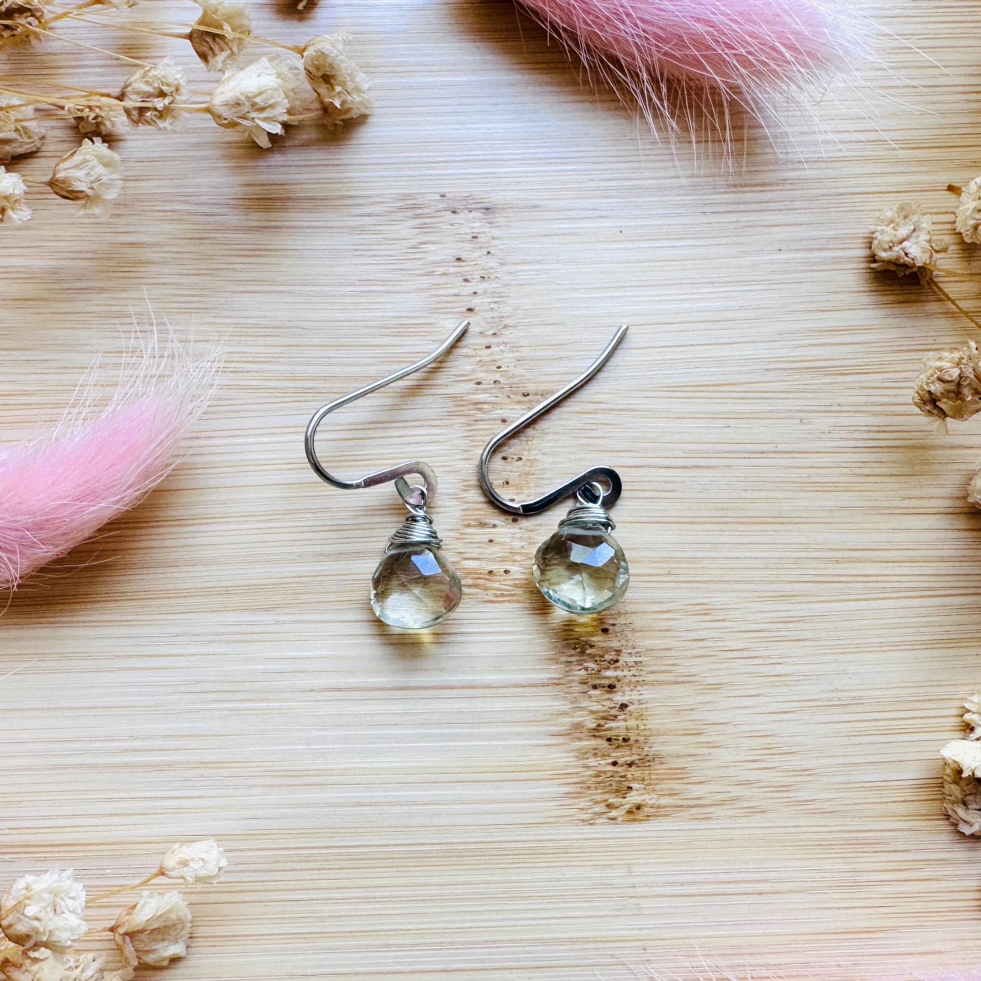 Green Amethyst Earrings, Earrings Dangle Boho, Minimalistic Witchy Jewelry, Natural Gemstone Jewelry, Mothers Day Gift From Son, Silver