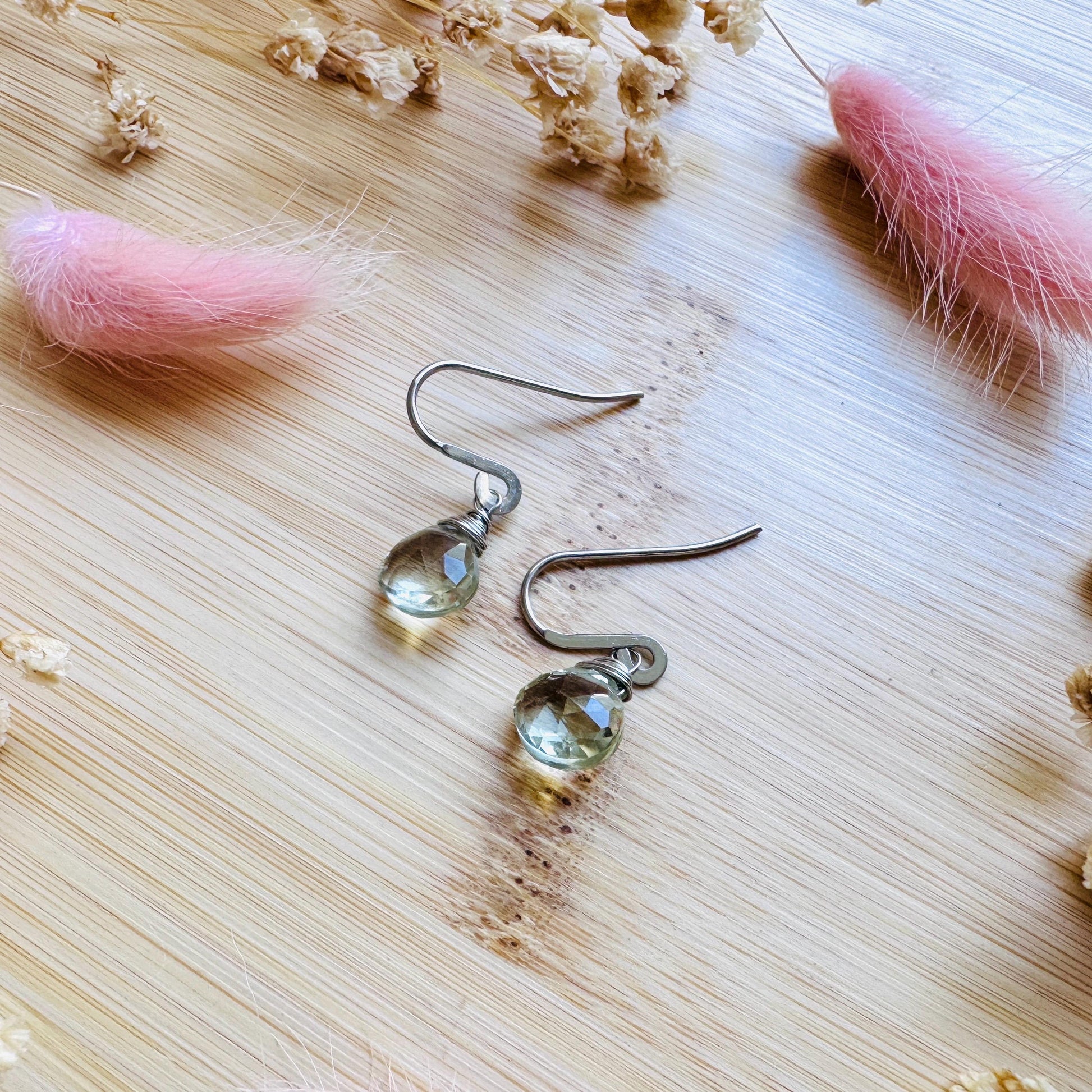 Green Amethyst Earrings, Earrings Dangle Boho, Minimalistic Witchy Jewelry, Natural Gemstone Jewelry, Mothers Day Gift From Son, Silver