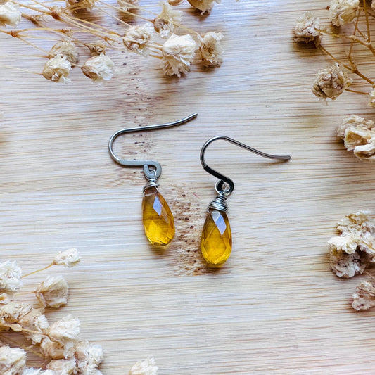 Citrine Earrings Dangle, Silver Jewelry, Springtime Earrings, Western Natural Hippie Boho Festival, Mothers Day Gift From Son, Yellow