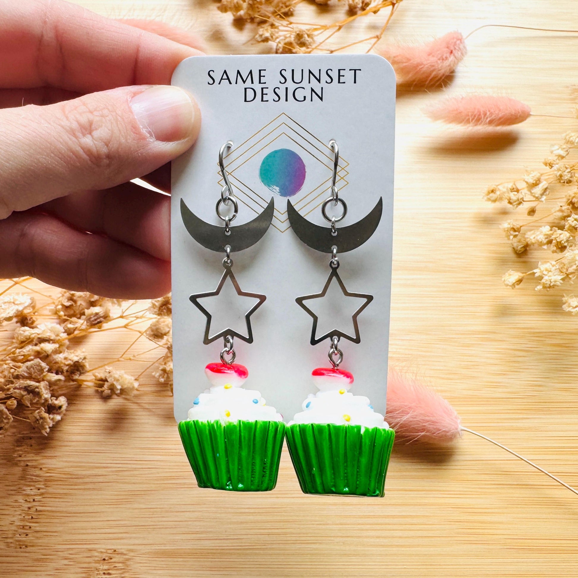 Cupcake Earrings, Food Earring Cute, Witchy Earrings Dangle, Festival Jewelry Earrings, Unique Birthday Gift for Best Friend, Sweet 16 Gift