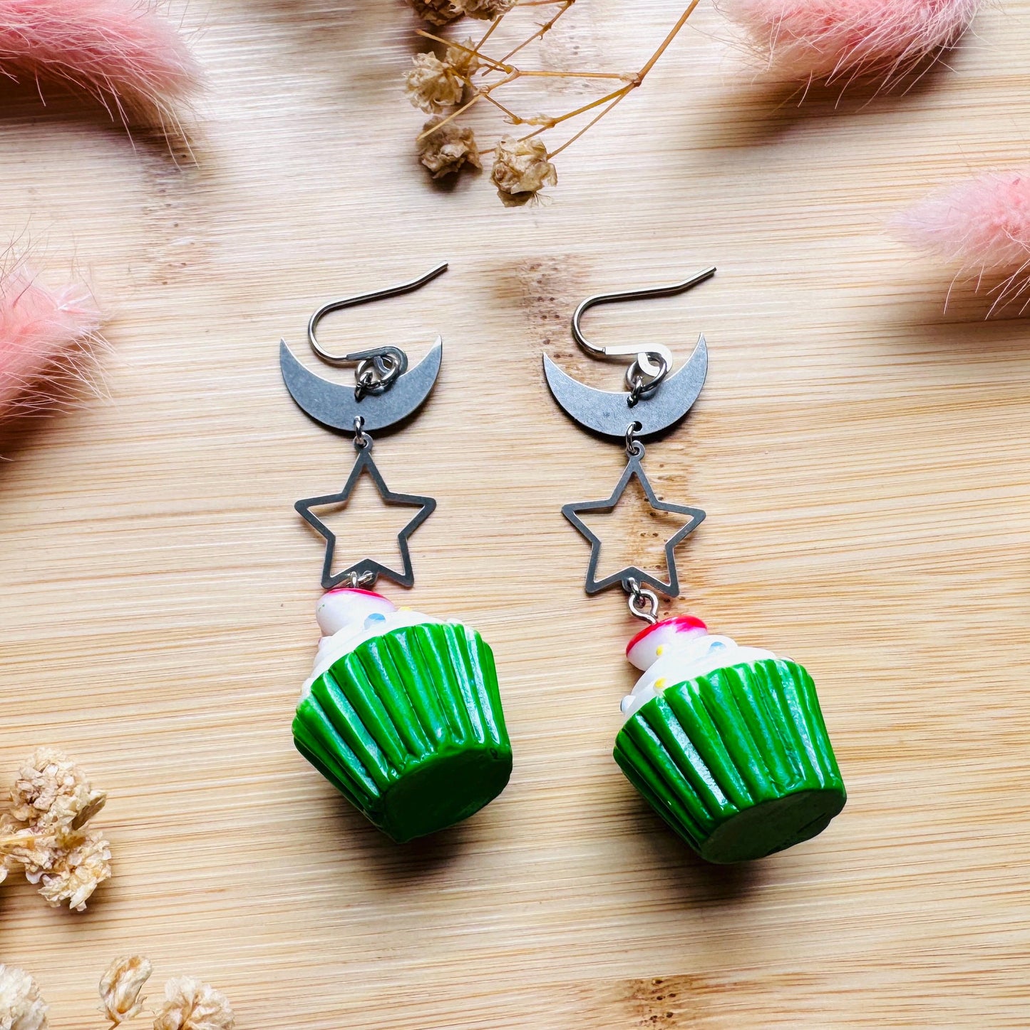 Cupcake Earrings, Food Earring Cute, Witchy Earrings Dangle, Festival Jewelry Earrings, Unique Birthday Gift for Best Friend, Sweet 16 Gift