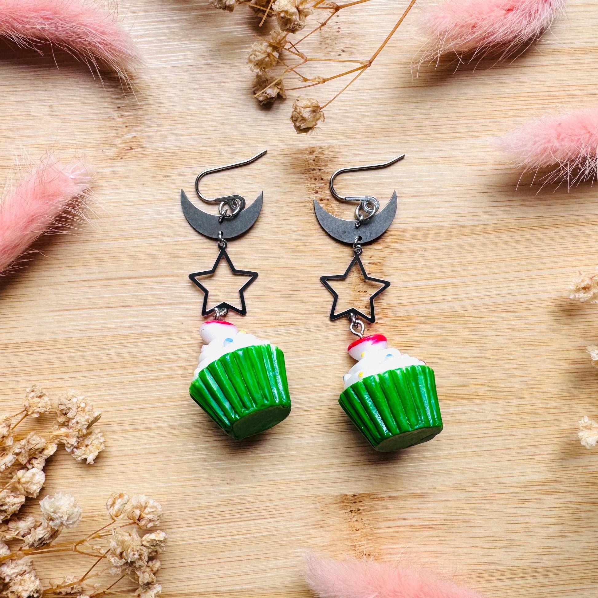 Cupcake Earrings, Food Earring Cute, Witchy Earrings Dangle, Festival Jewelry Earrings, Unique Birthday Gift for Best Friend, Sweet 16 Gift