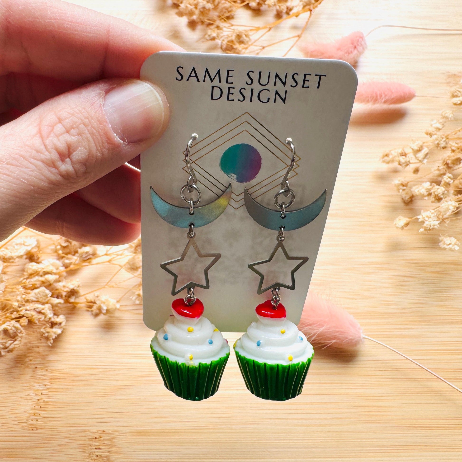 Cupcake Earrings, Food Earring Cute, Witchy Earrings Dangle, Festival Jewelry Earrings, Unique Birthday Gift for Best Friend, Sweet 16 Gift