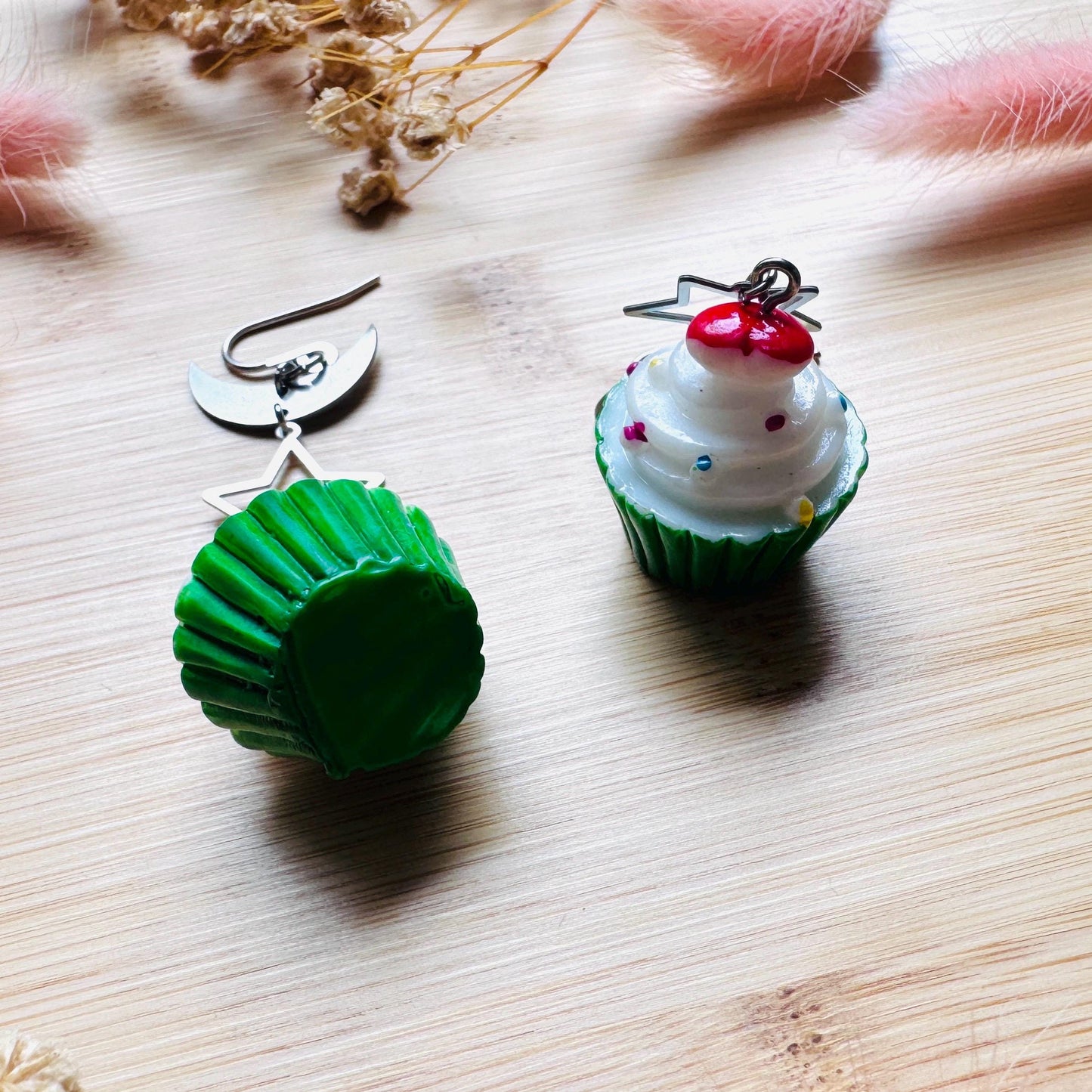 Cupcake Earrings, Food Earring Cute, Witchy Earrings Dangle, Festival Jewelry Earrings, Unique Birthday Gift for Best Friend, Sweet 16 Gift