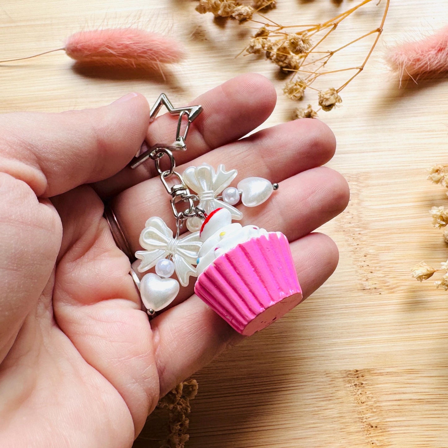 Cupcake Keychain, Purse Charm, Bag Charm, Star Keychain, Backpack Accessories, Coquette Gifts for Girls, Kawaii Gifts for Girlfriend