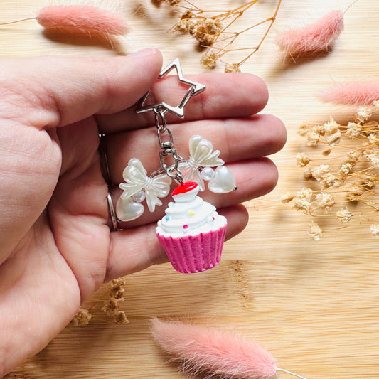 Cupcake Keychain, Purse Charm, Bag Charm, Star Keychain, Backpack Accessories, Coquette Gifts for Girls, Kawaii Gifts for Girlfriend