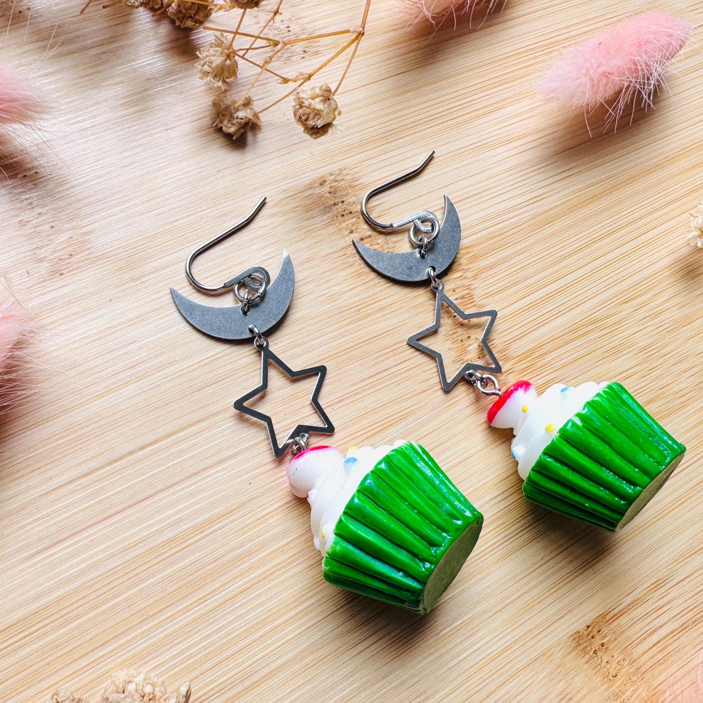 Cupcake Earrings, Food Earring Cute, Witchy Earrings Dangle, Festival Jewelry Earrings, Unique Birthday Gift for Best Friend, Sweet 16 Gift