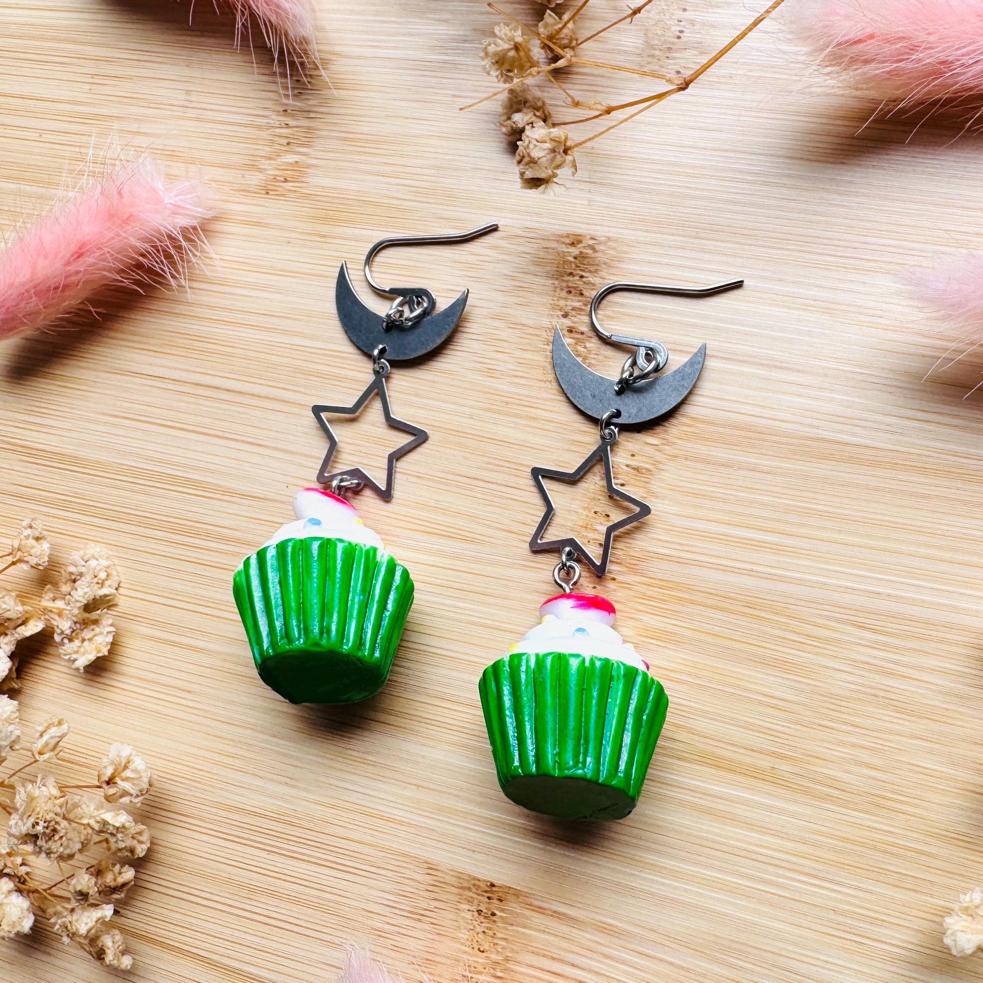 Cupcake Earrings, Food Earring Cute, Witchy Earrings Dangle, Festival Jewelry Earrings, Unique Birthday Gift for Best Friend, Sweet 16 Gift