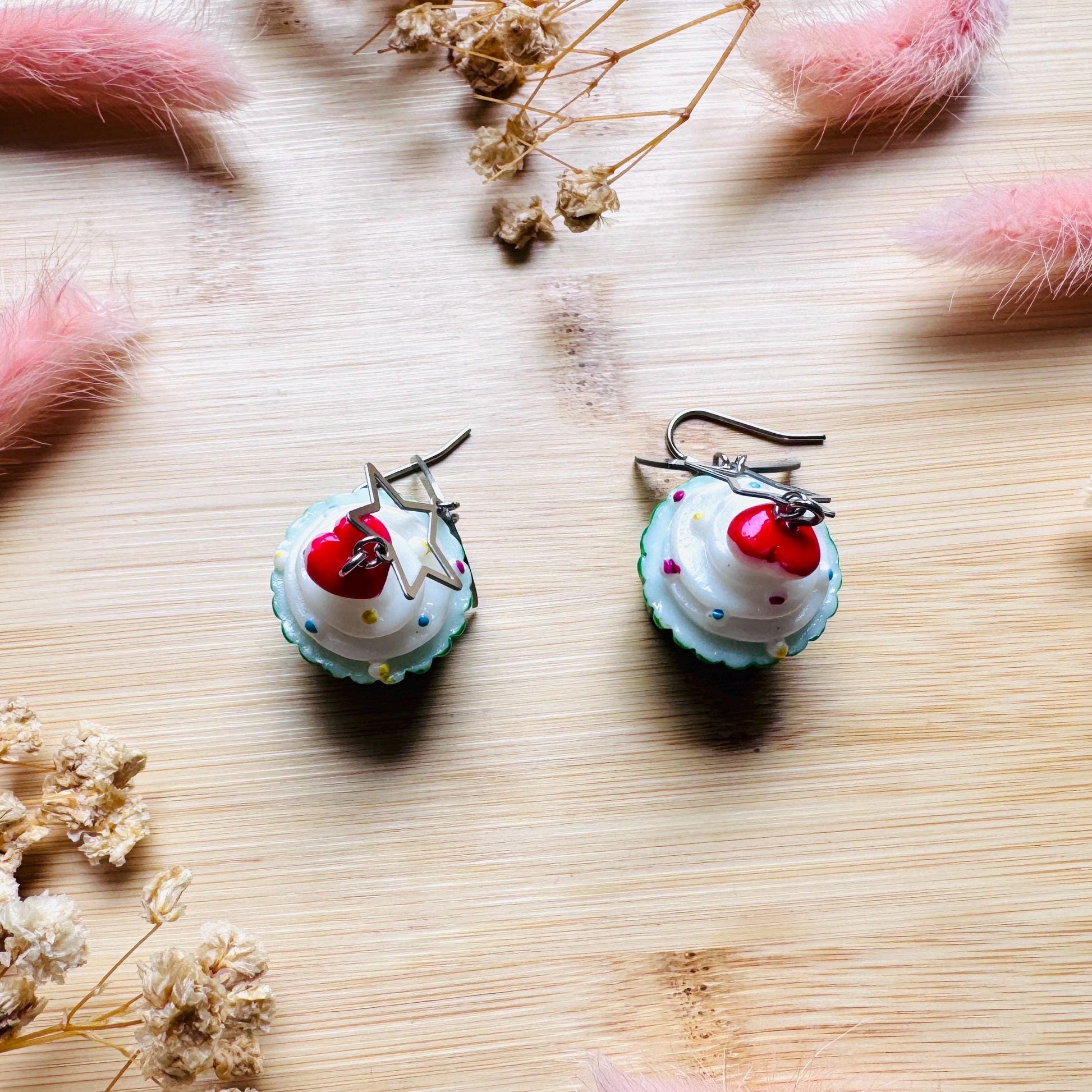 Cupcake Earrings, Food Earring Cute, Witchy Earrings Dangle, Festival Jewelry Earrings, Unique Birthday Gift for Best Friend, Sweet 16 Gift