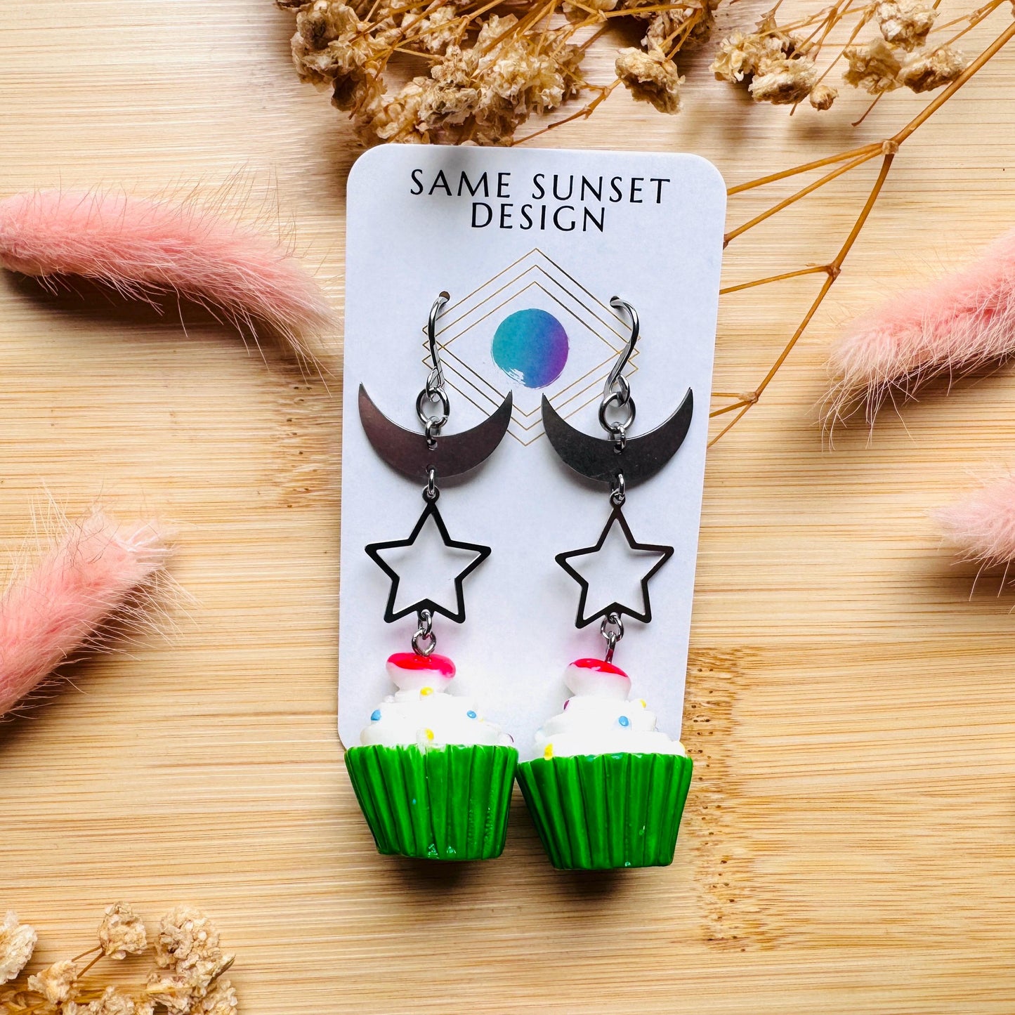 Cupcake Earrings, Food Earring Cute, Witchy Earrings Dangle, Festival Jewelry Earrings, Unique Birthday Gift for Best Friend, Sweet 16 Gift
