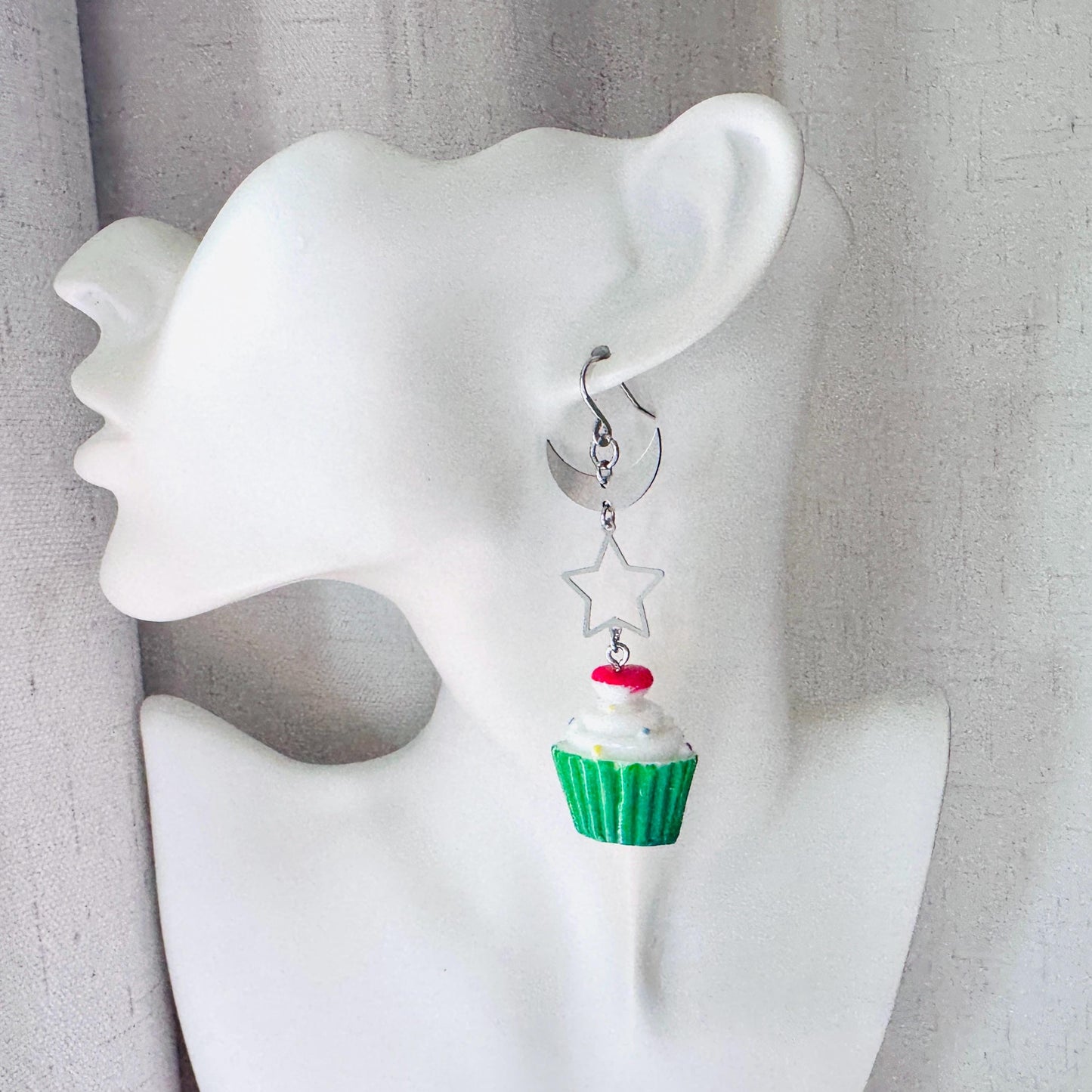 Cupcake Earrings, Food Earring Cute, Witchy Earrings Dangle, Festival Jewelry Earrings, Unique Birthday Gift for Best Friend, Sweet 16 Gift