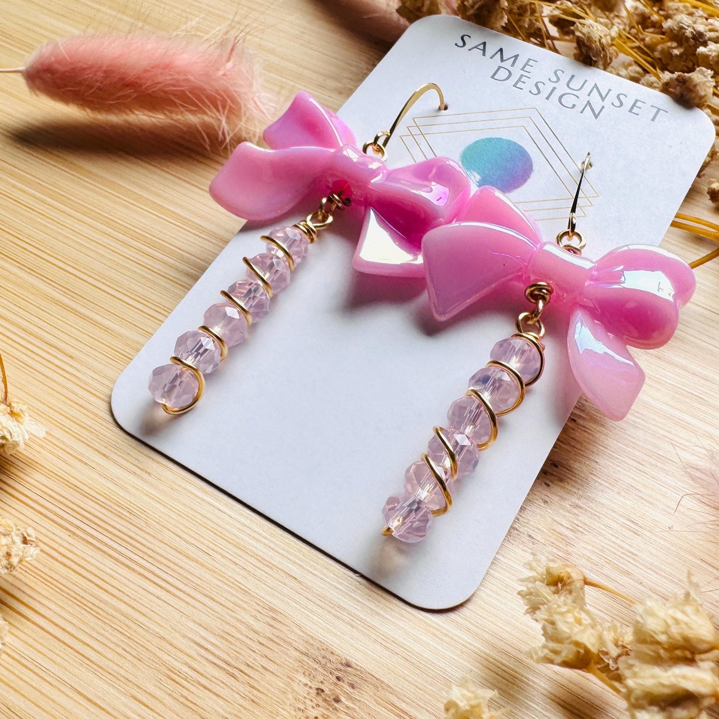 Bow Earrings, Pink Earrings, Festival Jewelry Earrings, Witchy Gifts, Unique Birthday Gift for Best Friend, Sweet 16 Gift for Niece