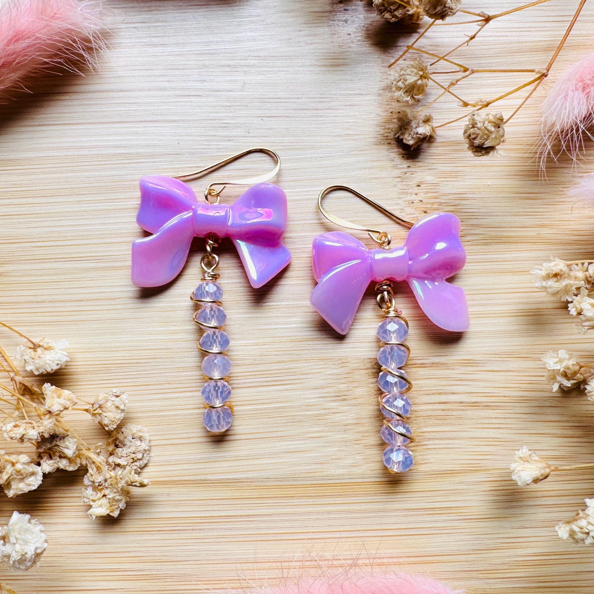 Bow Earrings, Pink Earrings, Festival Jewelry Earrings, Witchy Gifts, Unique Birthday Gift for Best Friend, Sweet 16 Gift for Niece