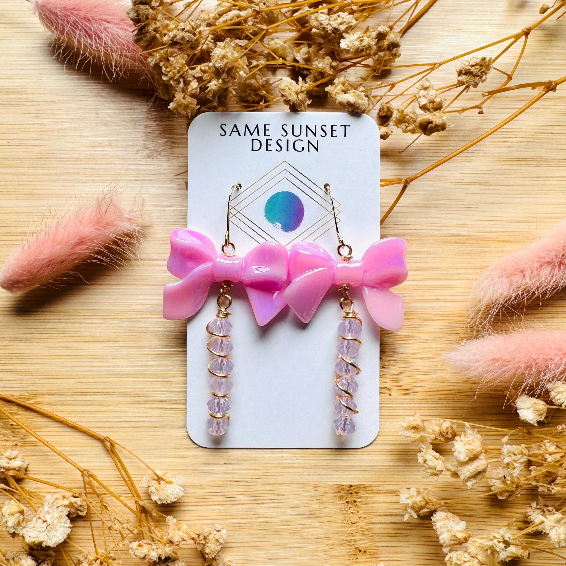Bow Earrings, Pink Earrings, Festival Jewelry Earrings, Witchy Gifts, Unique Birthday Gift for Best Friend, Sweet 16 Gift for Niece
