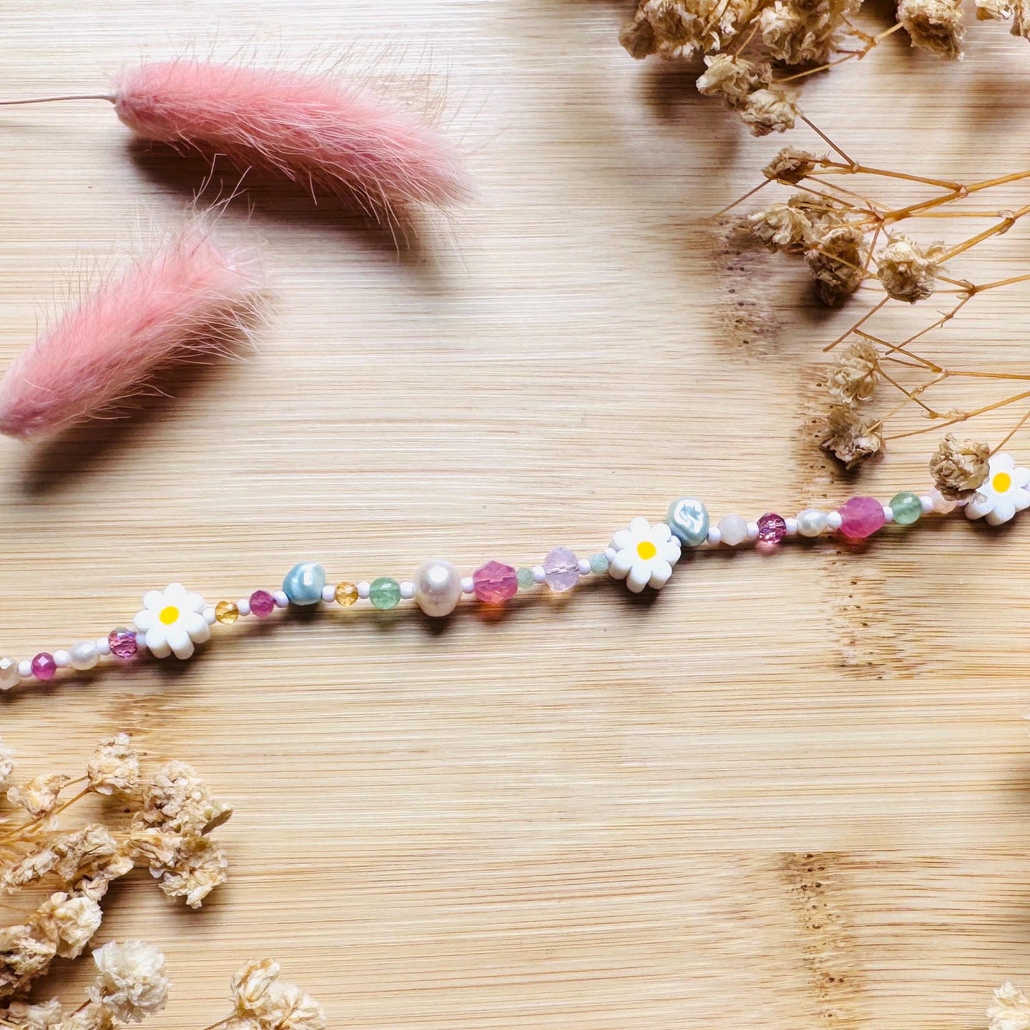 Beaded Bracelets for Women, Pearl Bracelet, Flower Bracelet, Fairycore Bracelet, Coquette Gifts for Friend, Cottagecore, Kawaii Gifts
