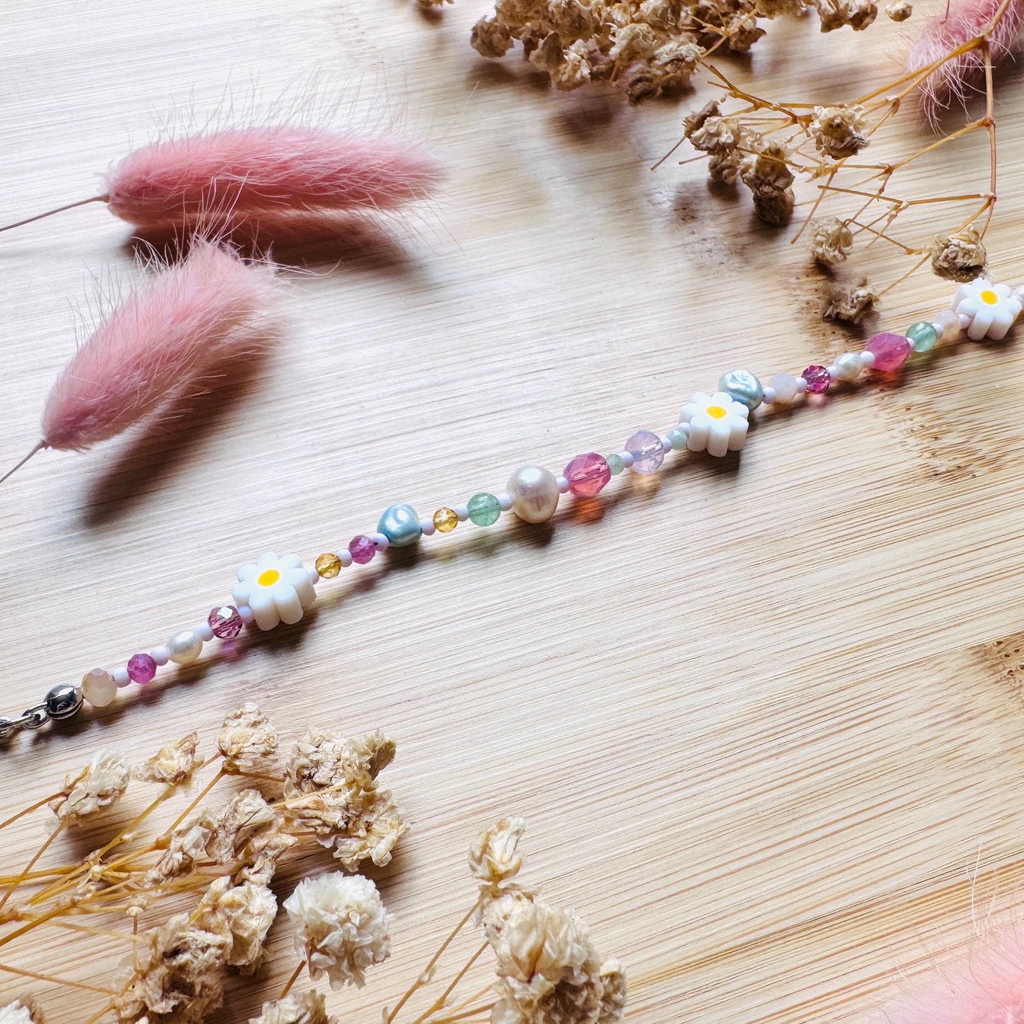 Beaded Bracelets for Women, Pearl Bracelet, Flower Bracelet, Fairycore Bracelet, Coquette Gifts for Friend, Cottagecore, Kawaii Gifts