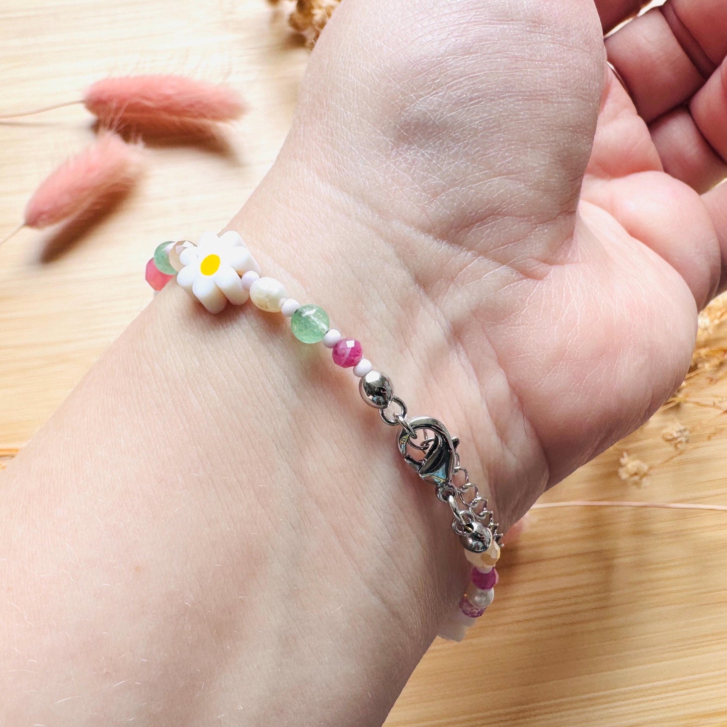 Beaded Bracelets for Women, Pearl Bracelet, Flower Bracelet, Fairycore Bracelet, Coquette Gifts for Friend, Cottagecore, Kawaii Gifts