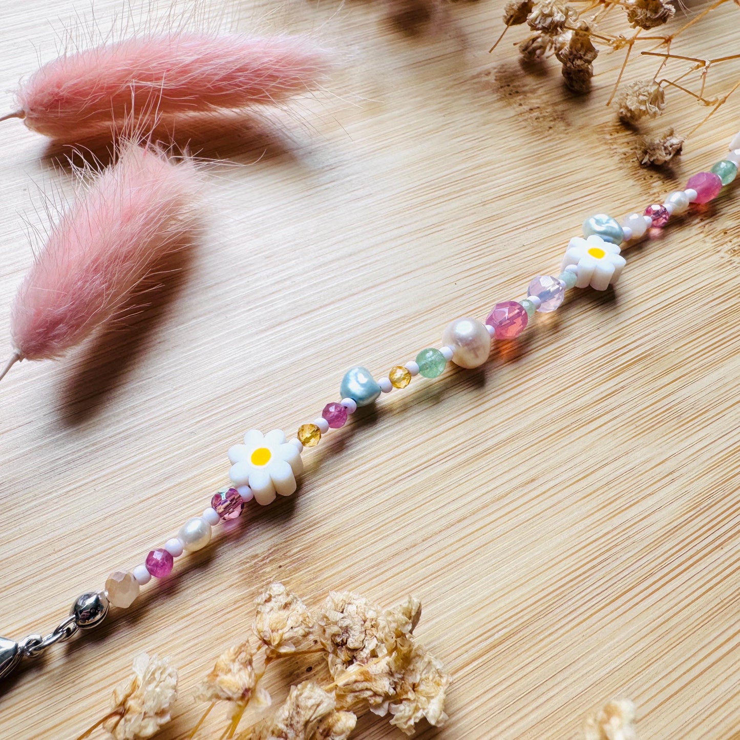 Beaded Bracelets for Women, Pearl Bracelet, Flower Bracelet, Fairycore Bracelet, Coquette Gifts for Friend, Cottagecore, Kawaii Gifts