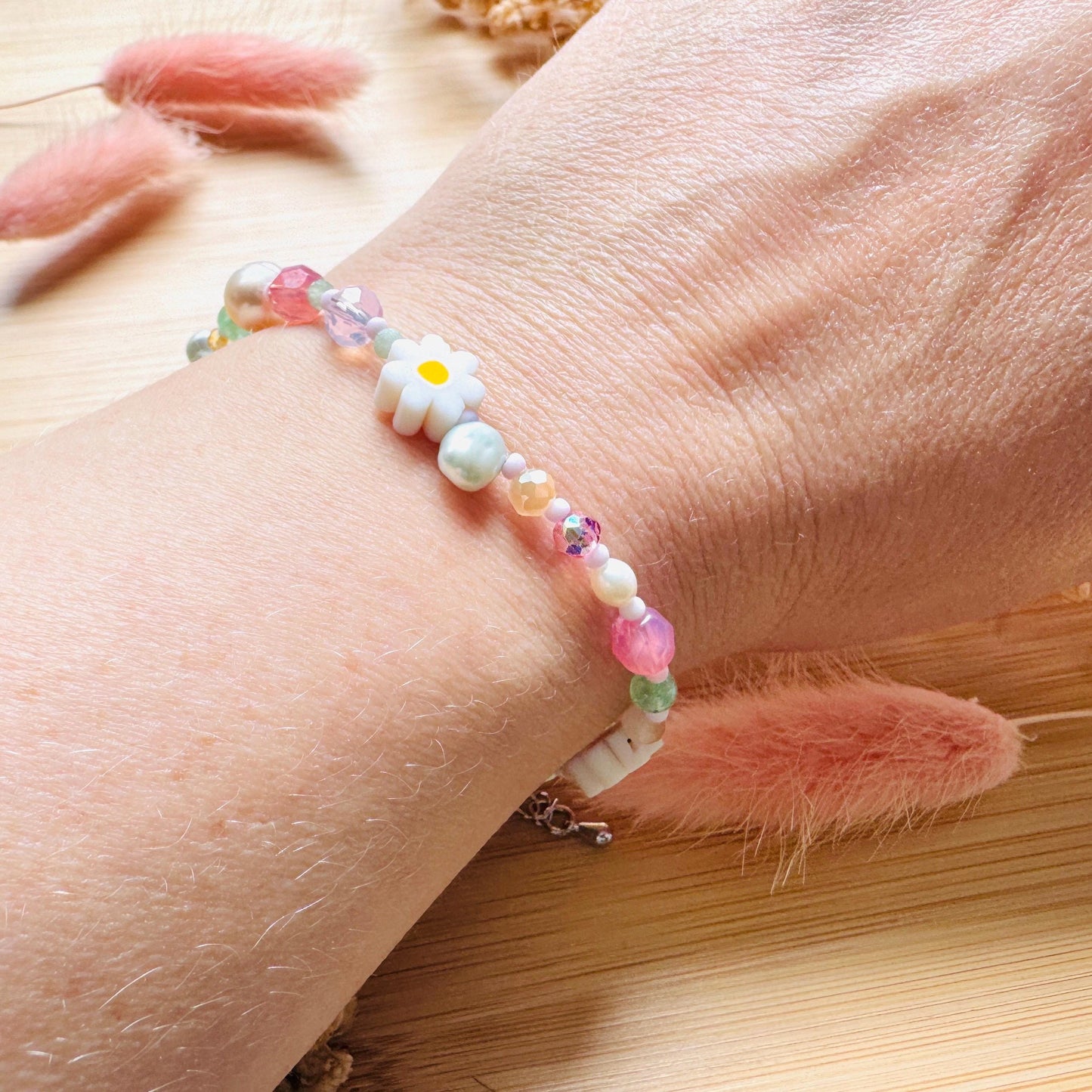 Beaded Bracelets for Women, Pearl Bracelet, Flower Bracelet, Fairycore Bracelet, Coquette Gifts for Friend, Cottagecore, Kawaii Gifts