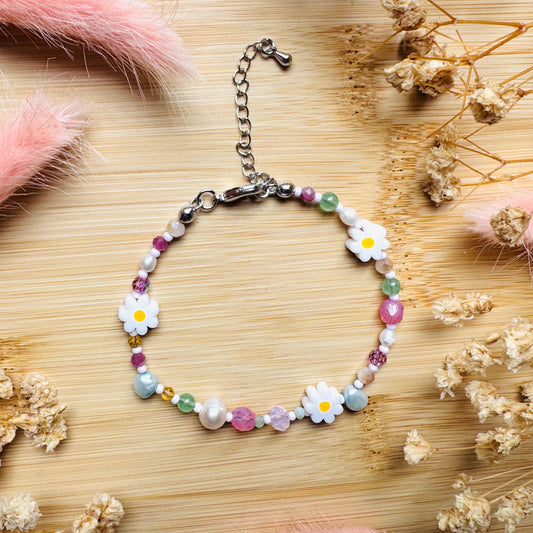 Beaded Bracelets for Women, Pearl Bracelet, Flower Bracelet, Fairycore Bracelet, Coquette Gifts for Friend, Cottagecore, Kawaii Gifts