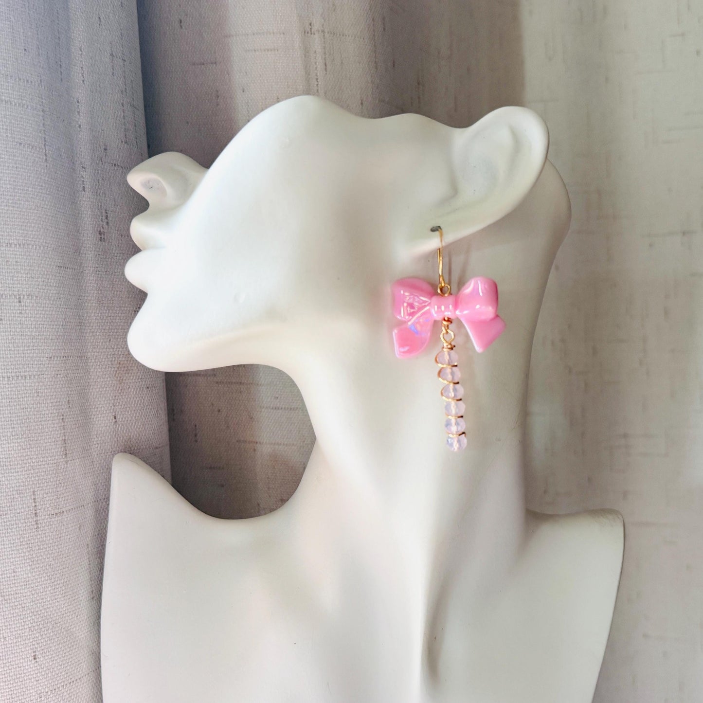 Bow Earrings, Pink Earrings, Festival Jewelry Earrings, Witchy Gifts, Unique Birthday Gift for Best Friend, Sweet 16 Gift for Niece