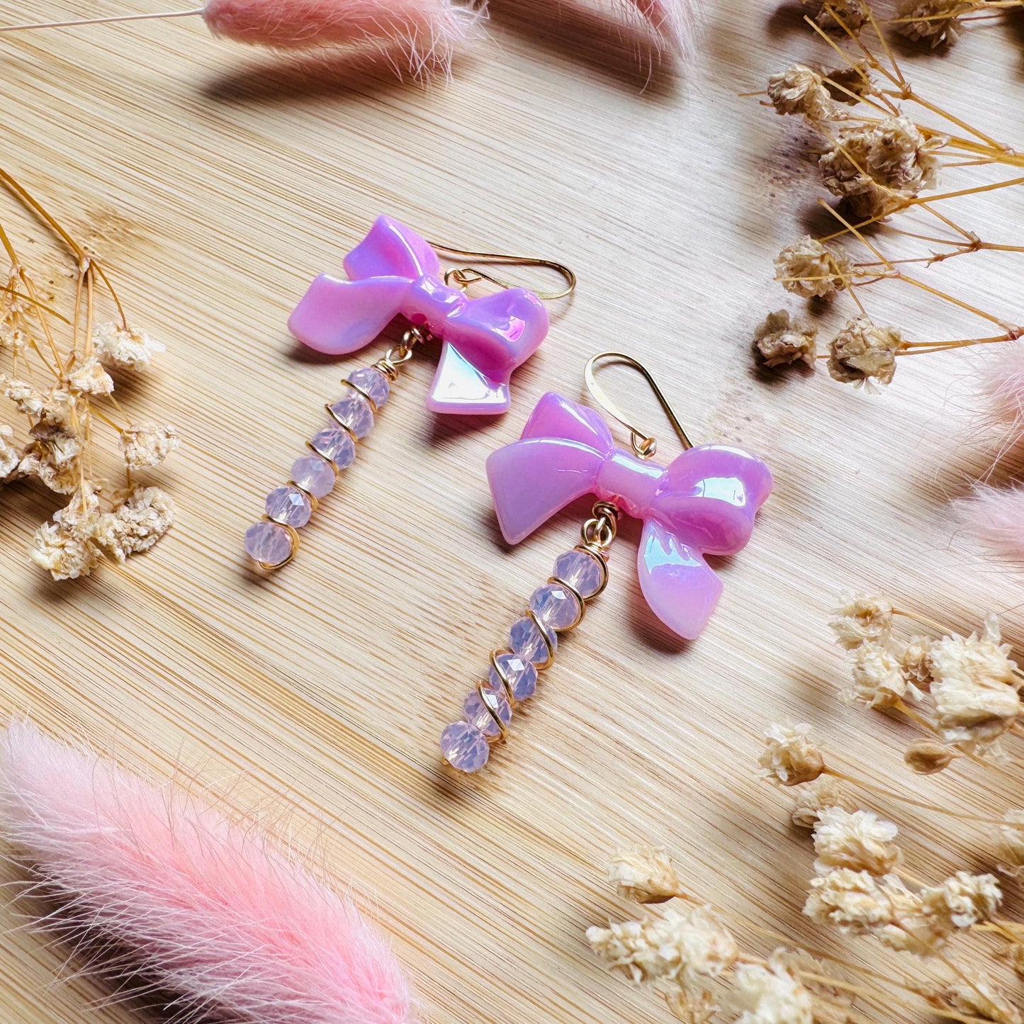 Bow Earrings, Pink Earrings, Festival Jewelry Earrings, Witchy Gifts, Unique Birthday Gift for Best Friend, Sweet 16 Gift for Niece