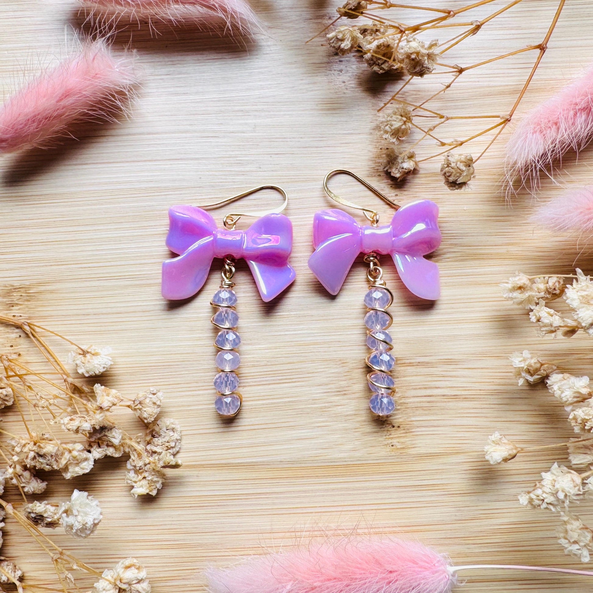 Bow Earrings, Pink Earrings, Festival Jewelry Earrings, Witchy Gifts, Unique Birthday Gift for Best Friend, Sweet 16 Gift for Niece