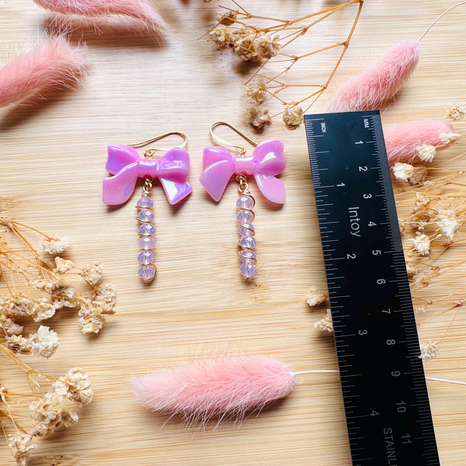 Bow Earrings, Pink Earrings, Festival Jewelry Earrings, Witchy Gifts, Unique Birthday Gift for Best Friend, Sweet 16 Gift for Niece