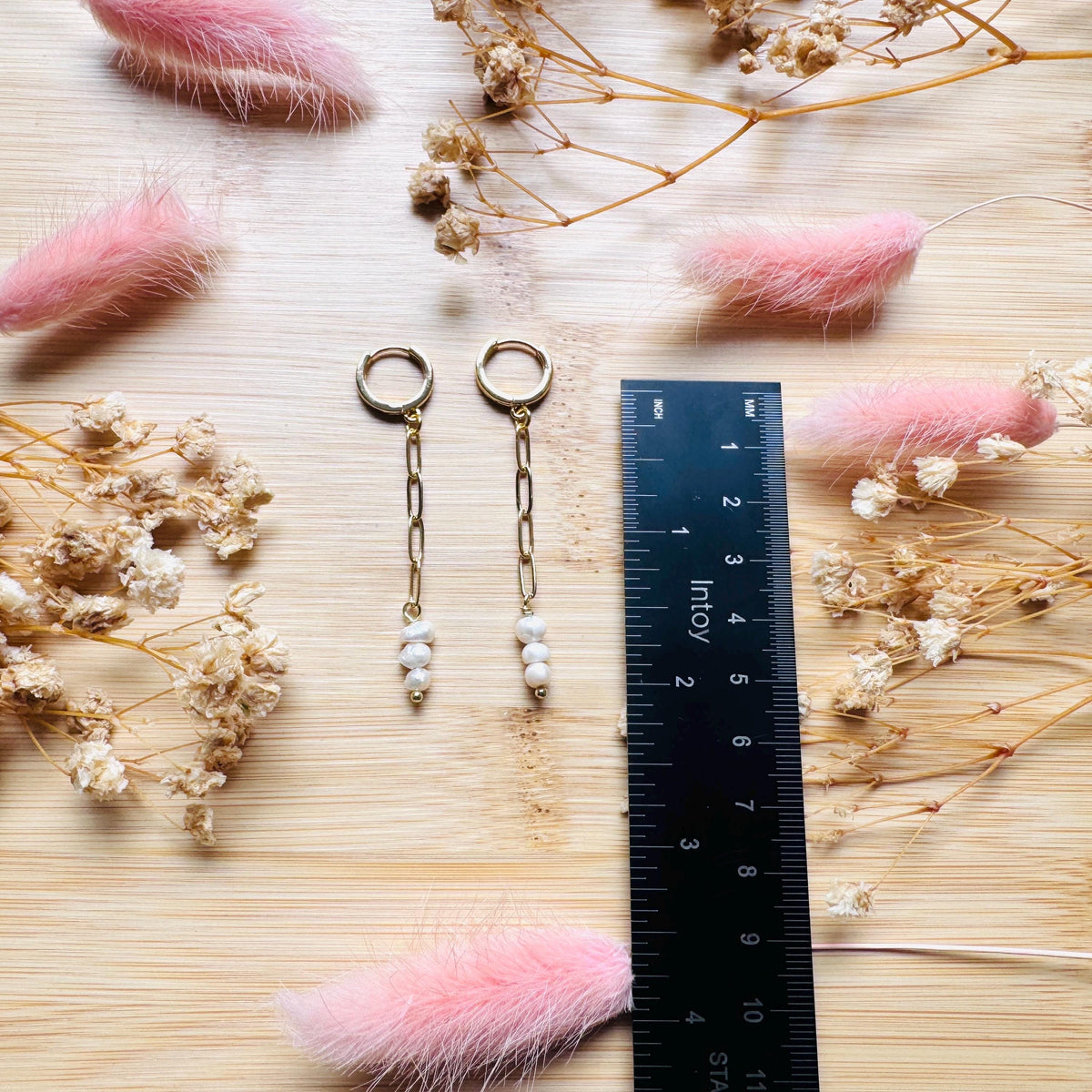 Pearl Earrings, Huggie Hoop Earrings, Geometric Brass Earrings, Best Friend Birthday Gift, Boho Earrings for Wedding, Sweet 16 Gift