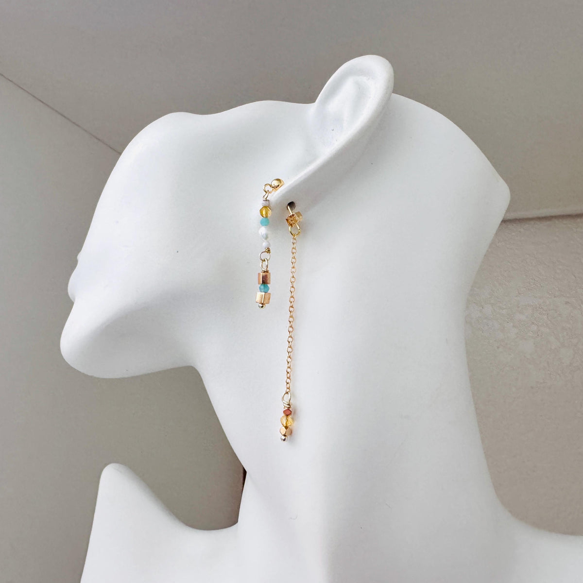 Amazonite Earrings, Post Earrings, Freshwater Pearl Studs Small, Howlite Earrings, Wedding Jewelry, Gemstone Earrings, Boho Chic