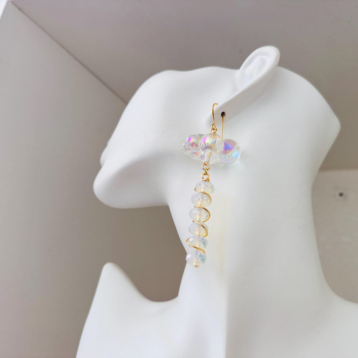 Cloud Earrings, Opalite Earrings, Whimsigoth Earrings, Celestial Earrings Gold, Sweet 16 Gift, Nature Lover Gift, Unique Gifts For Teachers