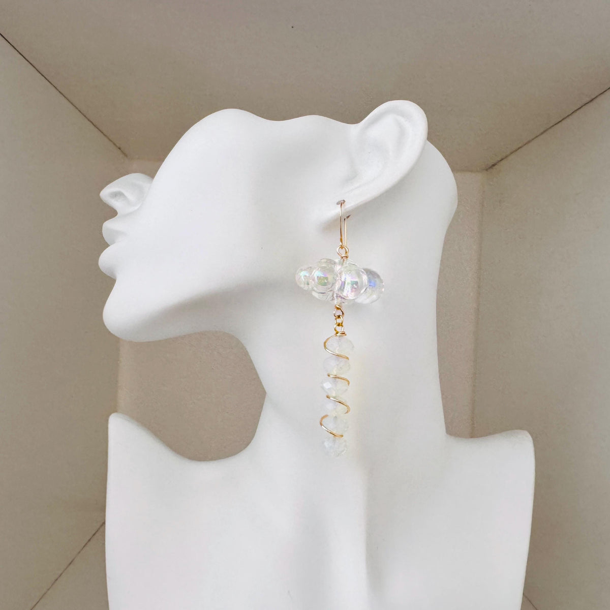 Cloud Earrings, Opalite Earrings, Whimsigoth Earrings, Celestial Earrings Gold, Sweet 16 Gift, Nature Lover Gift, Unique Gifts For Teachers
