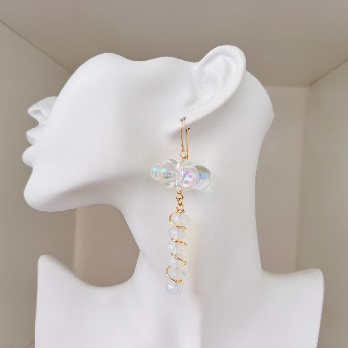 Cloud Earrings, Opalite Earrings, Whimsigoth Earrings, Celestial Earrings Gold, Sweet 16 Gift, Nature Lover Gift, Unique Gifts For Teachers