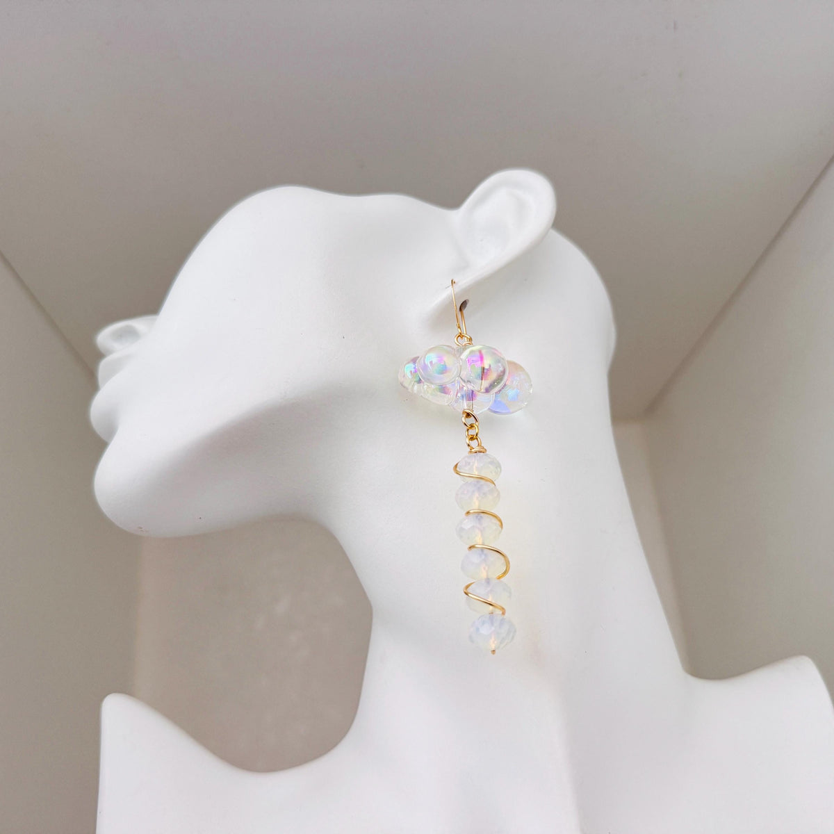 Cloud Earrings, Opalite Earrings, Whimsigoth Earrings, Celestial Earrings Gold, Sweet 16 Gift, Nature Lover Gift, Unique Gifts For Teachers