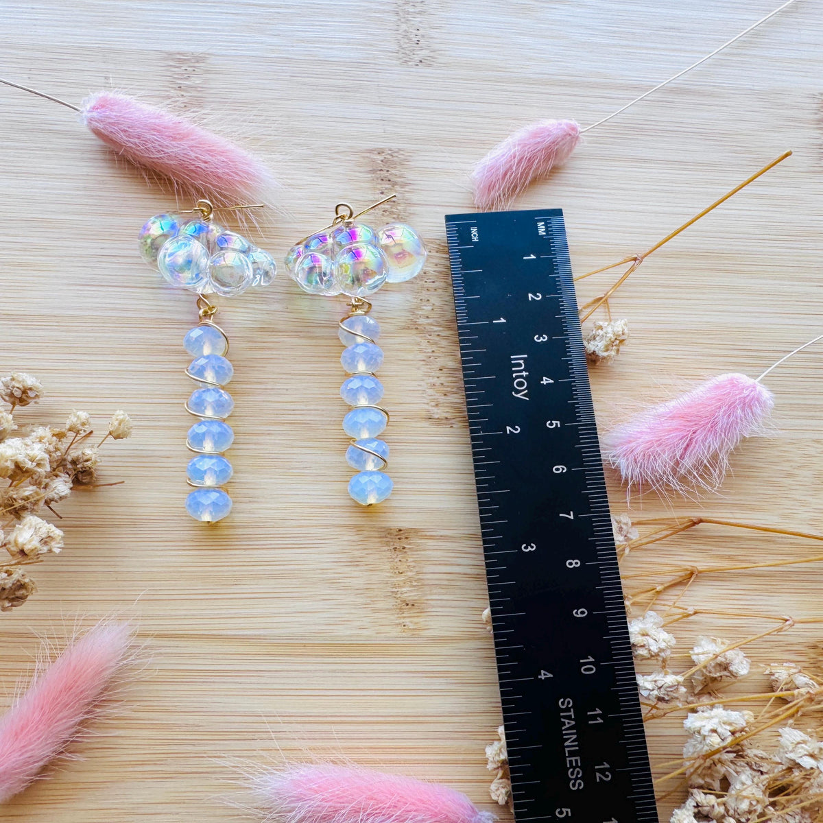 Cloud Earrings, Opalite Earrings, Whimsigoth Earrings, Celestial Earrings Gold, Sweet 16 Gift, Nature Lover Gift, Unique Gifts For Teachers