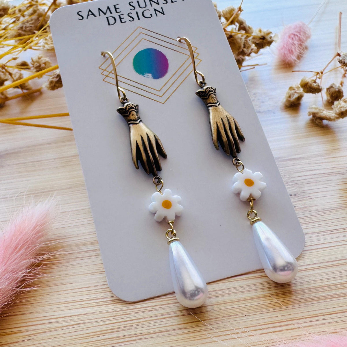 Hand Earrings, Flower Earrings For Women, Witchy Earrings Dangle, Wedding Jewelry for Brides, Teen Girl Jewelry, Unique Gifts for Daughter