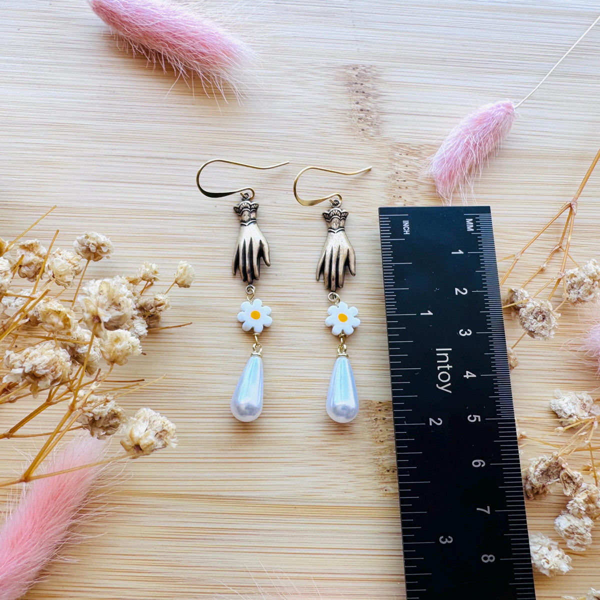 Hand Earrings, Flower Earrings For Women, Witchy Earrings Dangle, Wedding Jewelry for Brides, Teen Girl Jewelry, Unique Gifts for Daughter