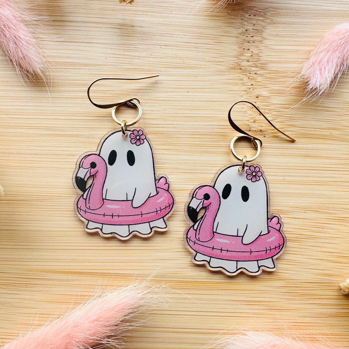 Ghost Earrings, Pastel Halloween, Flamingo Earrings, Coquette Earrings, Spooky Season Earrings, Witchy Gifts for Women Aesthetic