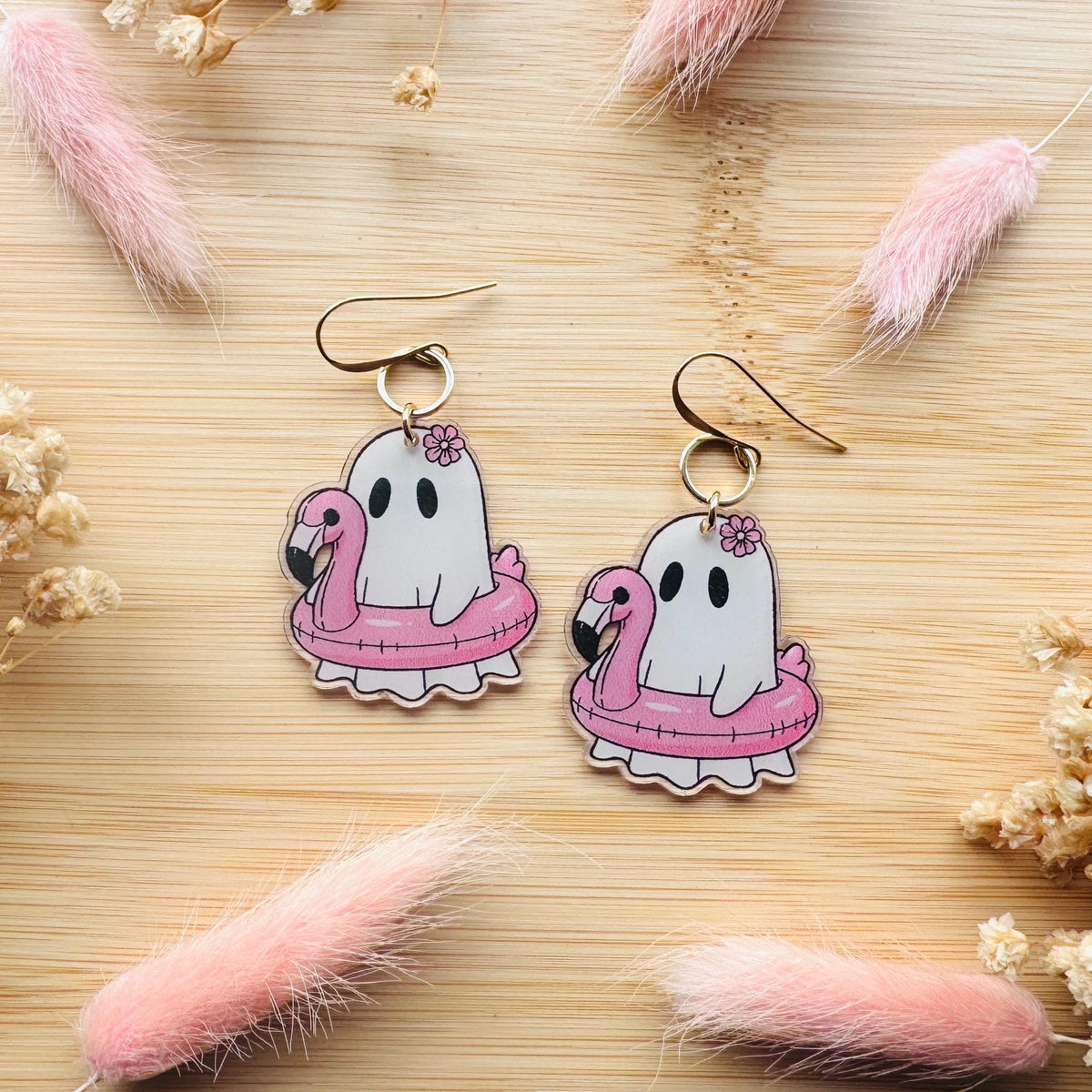 Ghost Earrings, Pastel Halloween, Flamingo Earrings, Coquette Earrings, Spooky Season Earrings, Witchy Gifts for Women Aesthetic