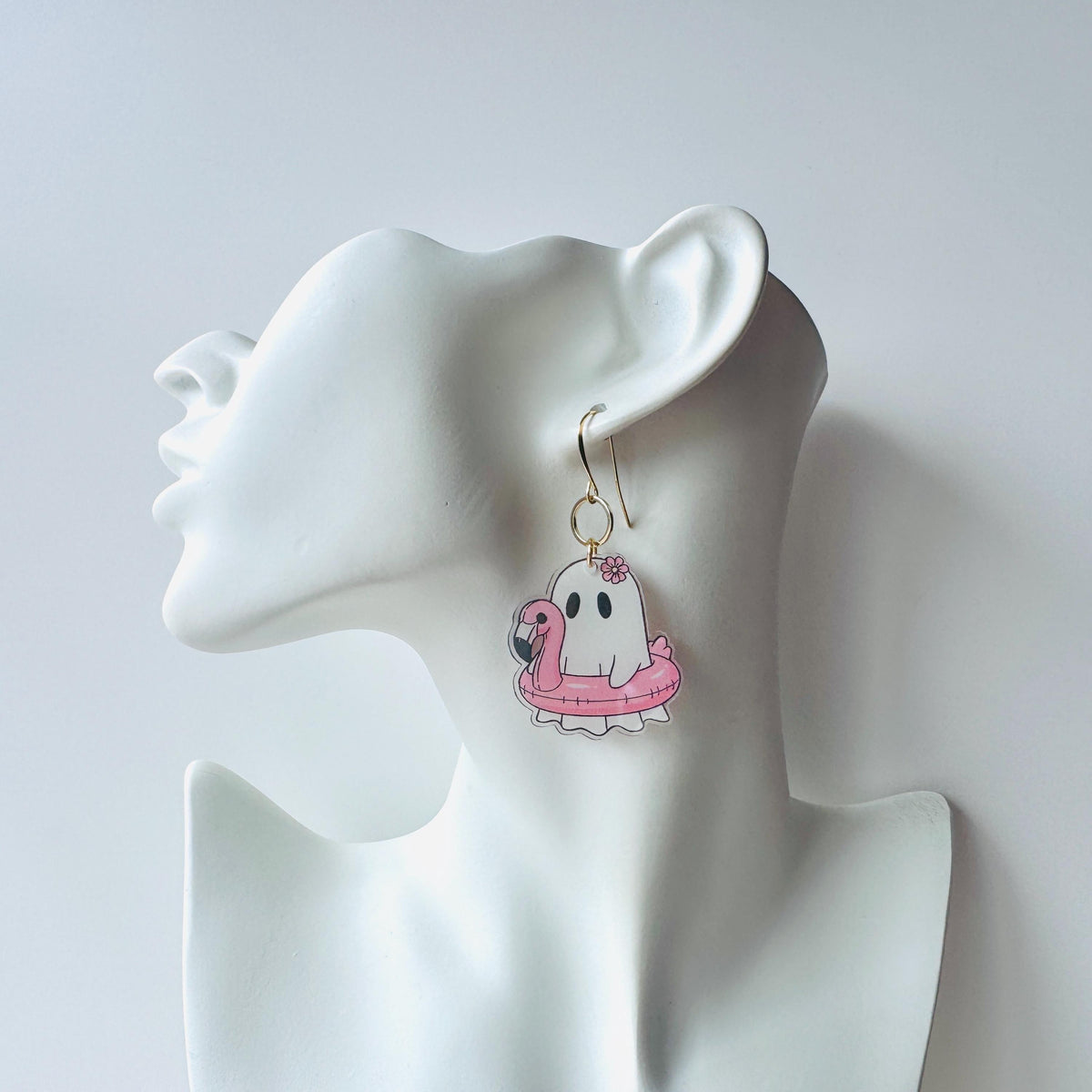 Ghost Earrings, Pastel Halloween, Flamingo Earrings, Coquette Earrings, Spooky Season Earrings, Witchy Gifts for Women Aesthetic