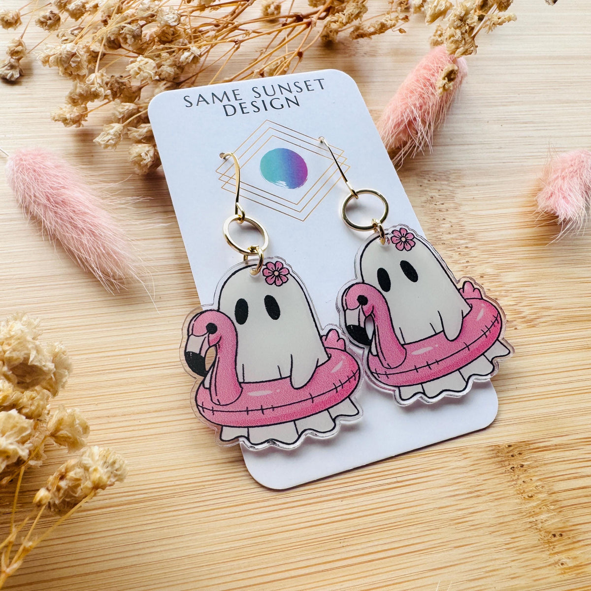 Ghost Earrings, Pastel Halloween, Flamingo Earrings, Coquette Earrings, Spooky Season Earrings, Witchy Gifts for Women Aesthetic